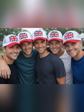 NWT Union Jack Trucker Hat Lot Of 5 Red White Blue Adjustable Snapback Festival